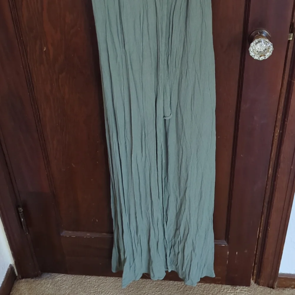 Lulus Light Sage Green Full Length Occasion Event Evening Wrap Maxi Dress SZ L - Picture 3 of 9